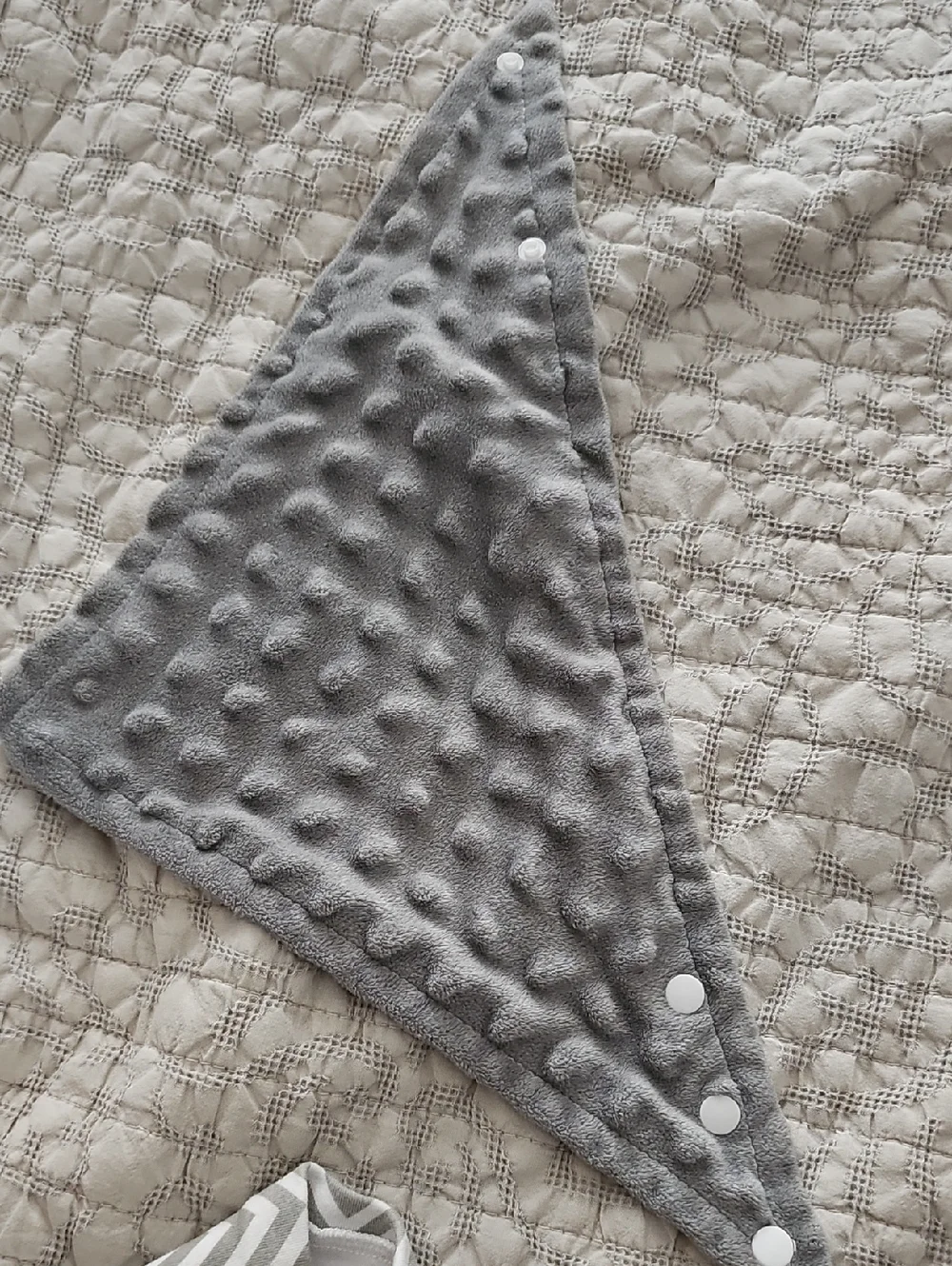 2 Gray Chevron Bibs Minky